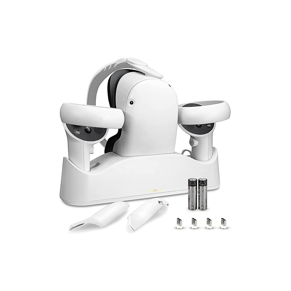 Charging Dock For Oculus Quest 2, Supports Magnetic Charging Of Dual Controllers And Vr Headset Accessories 9149926925507