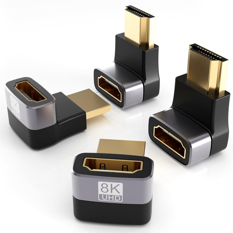 8K Hdmi Adapter 60Hz Ultra Hd Right Angle 90 270 Goldplated Connectors (4 Pack) 9365369032323