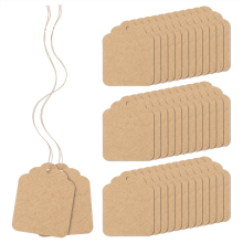 500 etiquetas de precio con cordón, de papel kraft marrón, para bolsas de regalo, 1,4 x 1,8 pulgadas.