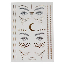 Temporary Metallic Tattoos with Gold Glitter Jewelry Effect for Parties and Professional Makeup