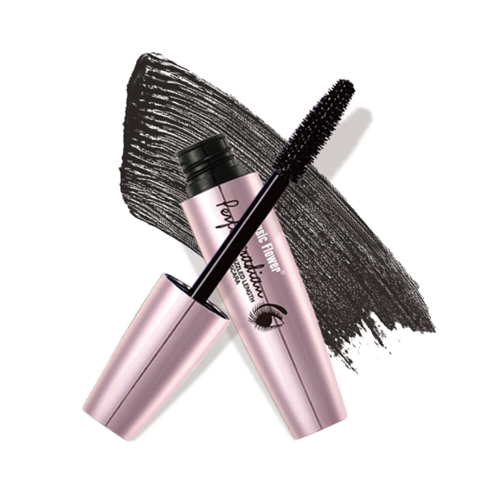 Waterproof Volumizing Mascara Black with Silicone Brush, Smudge Proof Clump  Long Lasting 0.4oz