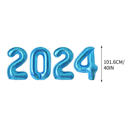 40 ιντσών 2024 Μπαλόνια με αριθμούς, μπαλόνια με αριθμούς από foil για παραμονή 2