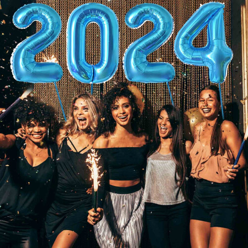 40 ιντσών 2024 Μπαλόνια με αριθμούς, μπαλόνια με αριθμούς από foil για παραμονή 1