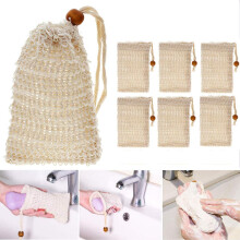 6 Pack Natural Hemp Ramie Soap Saver Bag with Rich Foam and Gentle Exfoliation for Shower