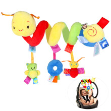 Carseat Toys for Infants 0-6 Months, Spiral Stroller & Crib Mobile Plush Hanging Rattle Sensory Toys Compatible with Bassinet, Newborn Gift for Boys