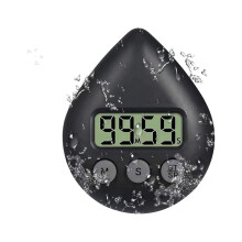 Douchette silencieuse à piles (sans tic-tac), étanche, numérique, petite taille, jolie, noire
