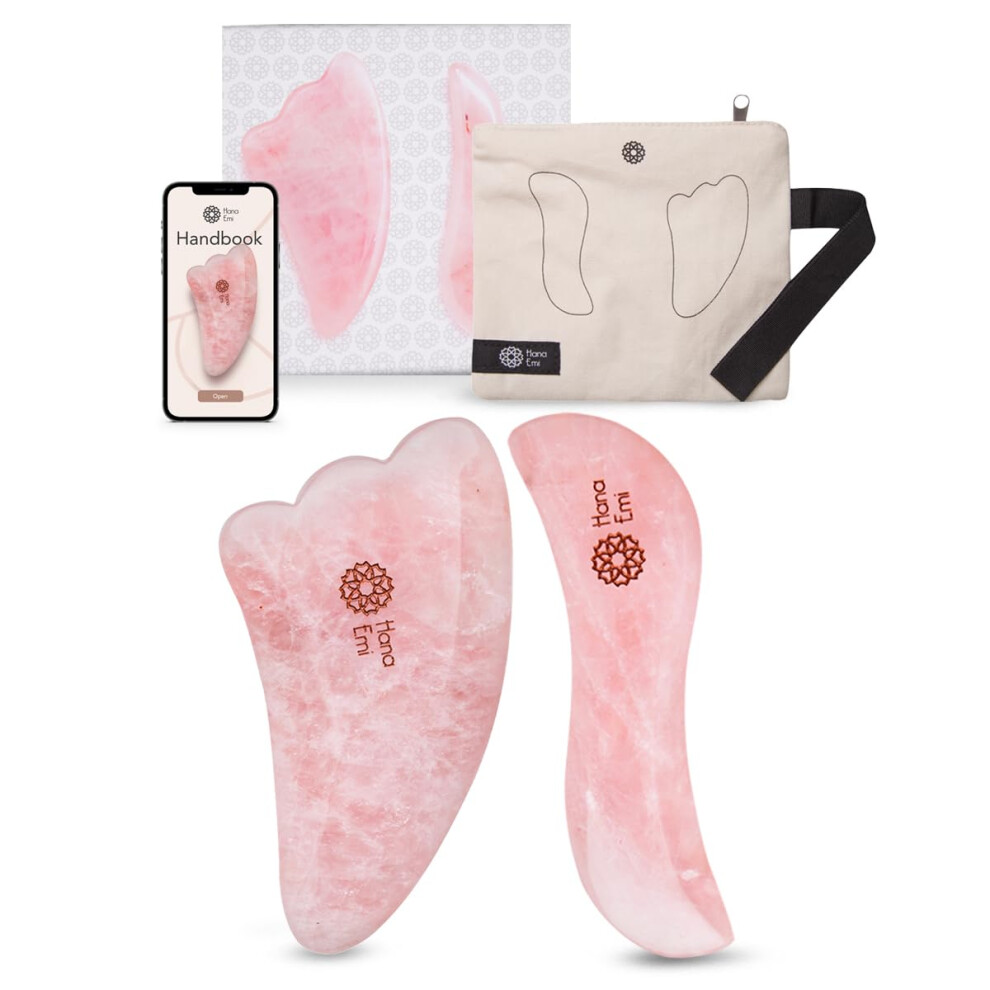 Rose Quartz Gua Sha Facial Tool for Lymphatic Drainage and Sculpting with Protective Case
