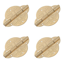 4PCS Engraved Brass Hinges Vintage Style Durable for Small Furniture and Jewelry Boxes