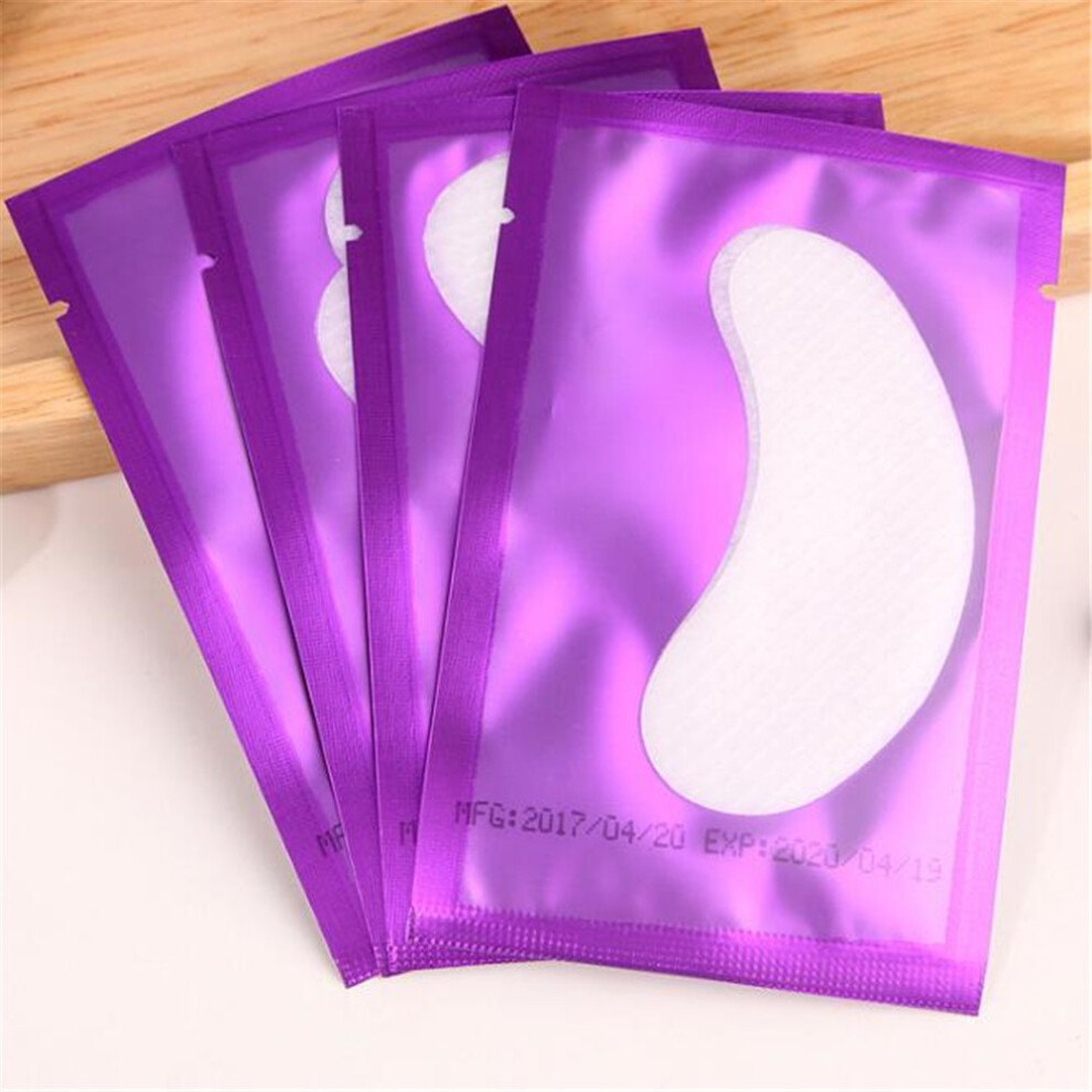 100 Pairs Lint Under Eye Gel Pads for Eyelash Extensions Hydrating Disposable Purple