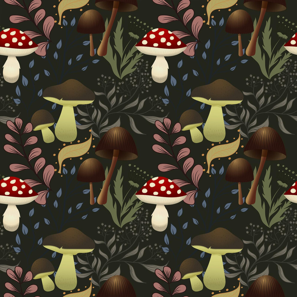 Whimsical Mushroom Peel And Stick Wallpaper, Removable Botanical Forest Vinyl For Nursery 17.7X118 9450606508591