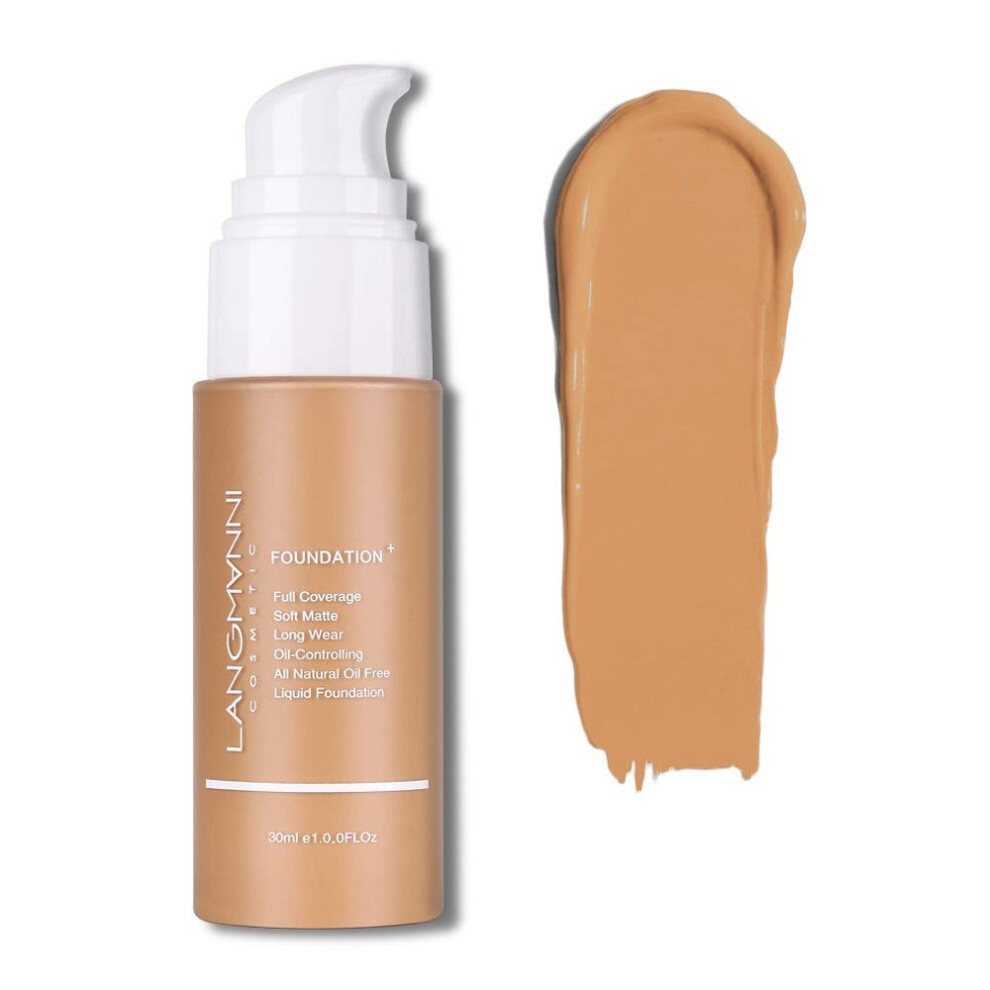 Waterproof Liquid Foundation Full Coverage for Oily Skin Natural Finish Buildable Coverage (#09 Mocha)