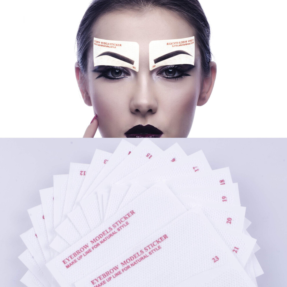 24 Styles Eyebrow Stencil Kit with Adhesive for Symmetrical Brow Shaping and Beginner Use
