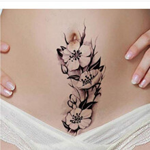 Waterproof Flower Temporary Tattoo Stickers for Women and Men Waist Belly Leg 4 Pack