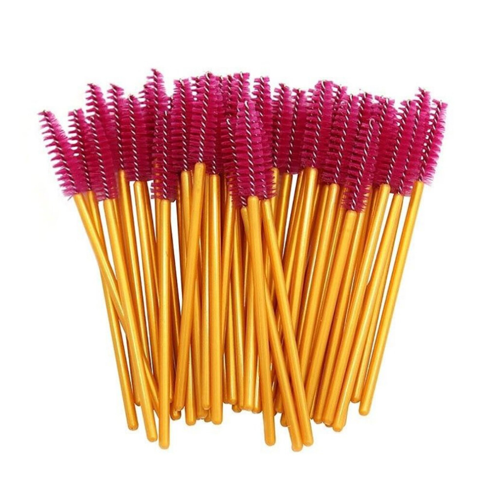 Golden/Red 50Pcs Disposable Mascara Wands Eyelash Brushes For Precise Lash Separation And Travel Rose