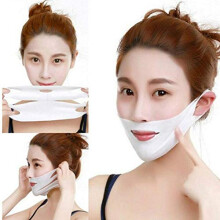 V Line Face Lift Mask with Ear Loops, Double Chin Reducer Hydrating Firming Neck Patch 5 Pack