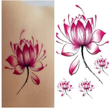 Metallic Temporary Tattoos Waterproof Lotus Flower Body Art Stickers for Women and Men 4Pcs