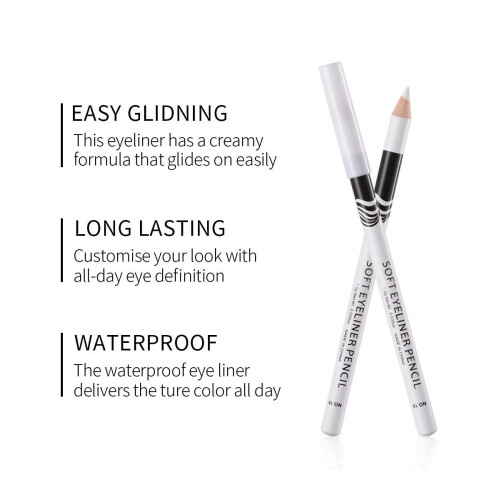 48pcs White Eyeliner Pencil Waterproof Long Lasting Soft Smooth Multi Use Makeup Set 2