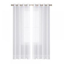 Painéis de Cortina Transparentes para Janela - Cortinas Leves e Arejadas em Tecido Transparente Branco com Ilhós (132 cm de Largura x 241 cm de