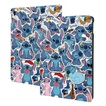 Capa fofa em formato de livro com desenho do Stitch para iPad de 9ª/8ª/7ª geração - Capa estilosa com suporte, compatível com iPad de 9/8/7