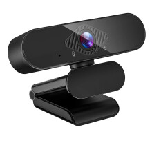Webcam para computador com câmera giratória anti-espionagem para vídeos ao vivo