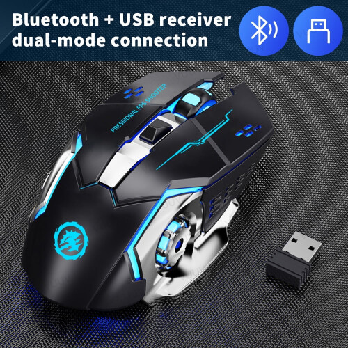 Επαναφορτιζόμενο ασύρματο ποντίκι Bluetooth με USB 2.4g για φορητό υπολογιστή MacBook PC με 2