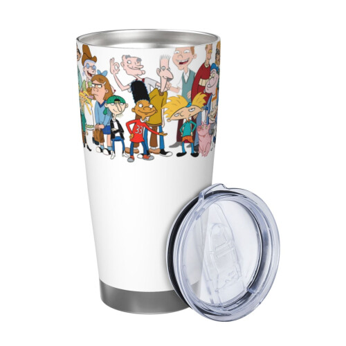 Hey Arnold 20oz Tumbler, Κούπα ταξιδιού καφέ από ανοξείδωτο ατσάλι με μόνωση κενού, Κούπα 1