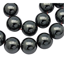 Synthetische Hämatitperlen, 8 mm, ca. 50 Stück, schwarz