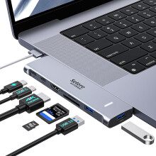 USB-C-adapter HDMI-hub voor MacBook Pro/Air M1M2 2023 2022 2021 13", 15" 16", Mac USB-adapter 7-in-2, MacBook-accessoires