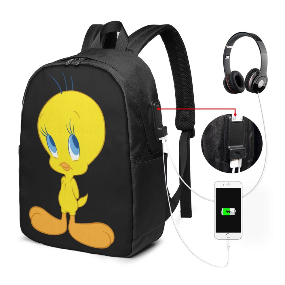 Tweety Bird Travel Laptop Backpack, Water Resistant Anti-Theft Bag With Usb Charging Port, 17 Inch Computer Business Backpacks For Women Men, 9191629152544