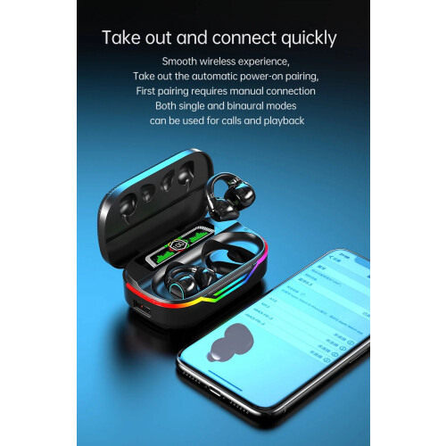 Ασύρματα ακουστικά Bluetooth TWS DX11 με κλιπ, πολύχρωμα ακουστικά LED που μπορούν να 1