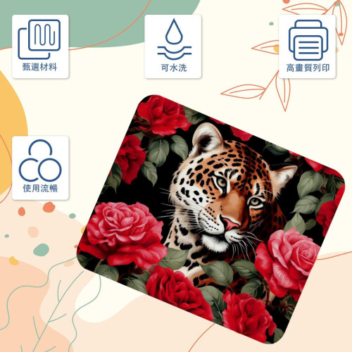 Τετράγωνο Mouse Pad 8,3x9,8 ιντσών, Mousepad σε σχήμα τριαντάφυλλου σε κόκκινο χρώμα λεοπάρ 2