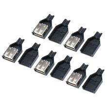 5 unidades de conector USB para cable de soldadura, tipo A, cargador de energía móvil 4P5V, conector hembra