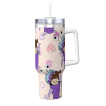 Monsters Inc. 40oz Ice King (Le Láimhseáil agus Tuí), Cupán Taistil Gluaisteáin, Tumbler Cruach Dhosmálta 2-i-1 le Clúdach