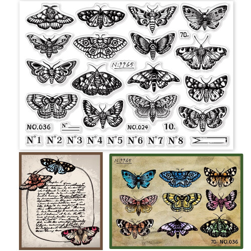 1 φύλλο διάφανων σφραγίδων Moth Butterfly για DIY Scrapbooking, κάρτες, φωτογραφικό ημερολόγιο,