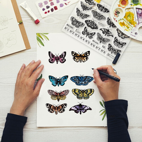 1 φύλλο διάφανων σφραγίδων Moth Butterfly για DIY Scrapbooking, κάρτες, φωτογραφικό ημερολόγιο, 1