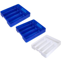 5-Compartment Silverware Drawer Tray Holder, Cutlery Storage Box for Flatware, Utensils, Chopsticks & Spoons - 3PCS, Compatible with Standard Drawers