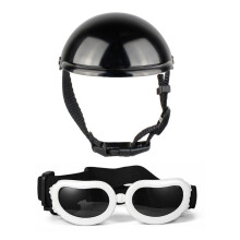 Puppy Sunglasses+Helmet Set Dog Helmet with Ear Hole Cool Helmet for Bike Dog Goggles for Outdoor Activities Protect