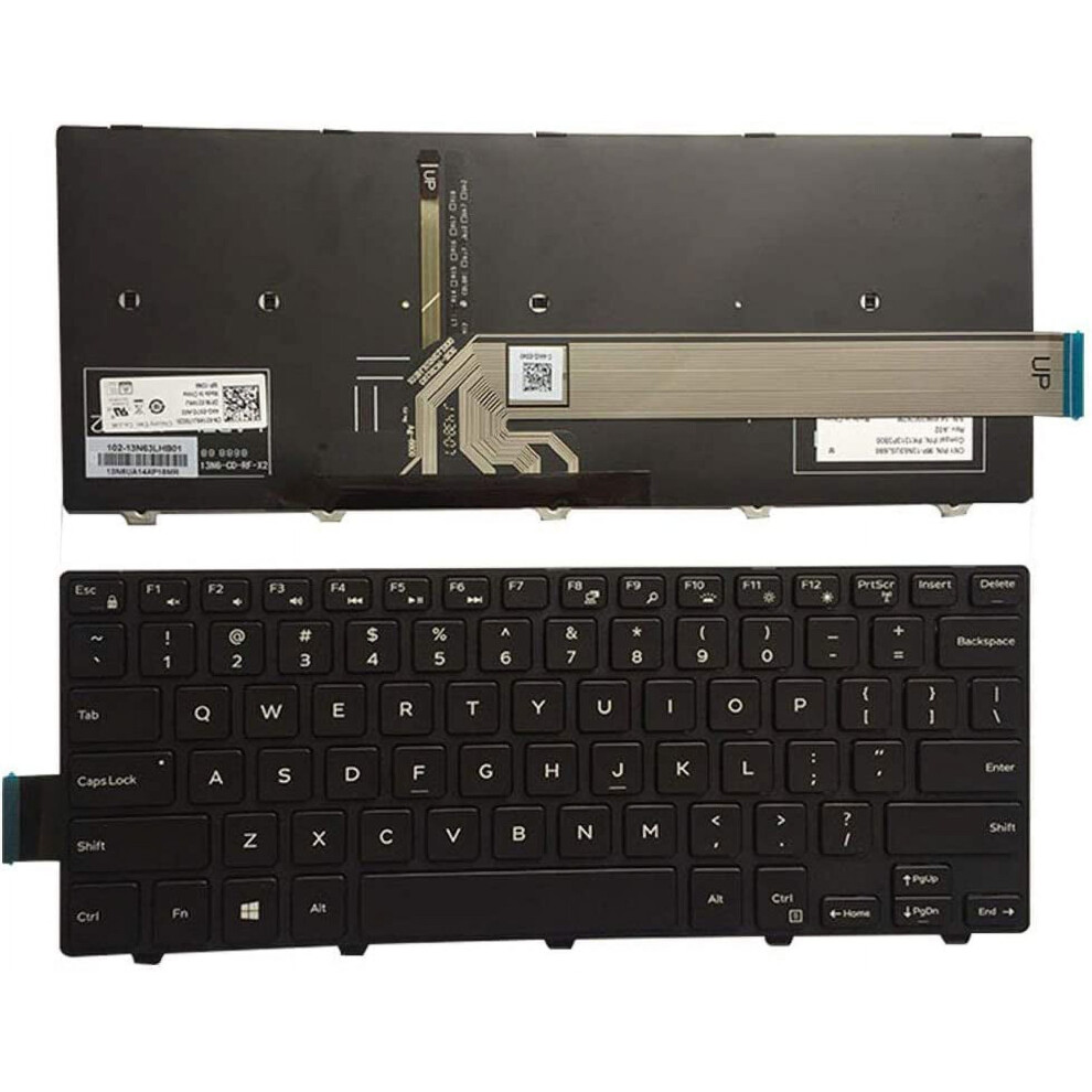New Us Backlit English Keyboard Replacement For Compatible With Dell Latitude 3450 3460 P63g P63g001 3470 3480 3488 Back Black/Light 9191629683635
