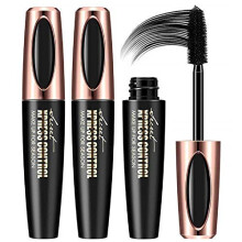 2 Pack 4D Silk Fiber Mascara Waterproof Smudge Proof Volumizing Lengthening Extra Long Lash