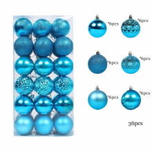 36 Pcs Blue Orange Christmas Ball Ornaments Set - Glossy, Matte, Corrugated, Shatterproof, 6 Shapes for Tree, Holiday, Party Decor