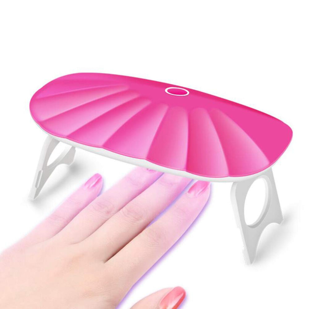 Pink Mini Led Nail Lamp Usb Powered Foldable Gel Nail Dryer With 30S Timer