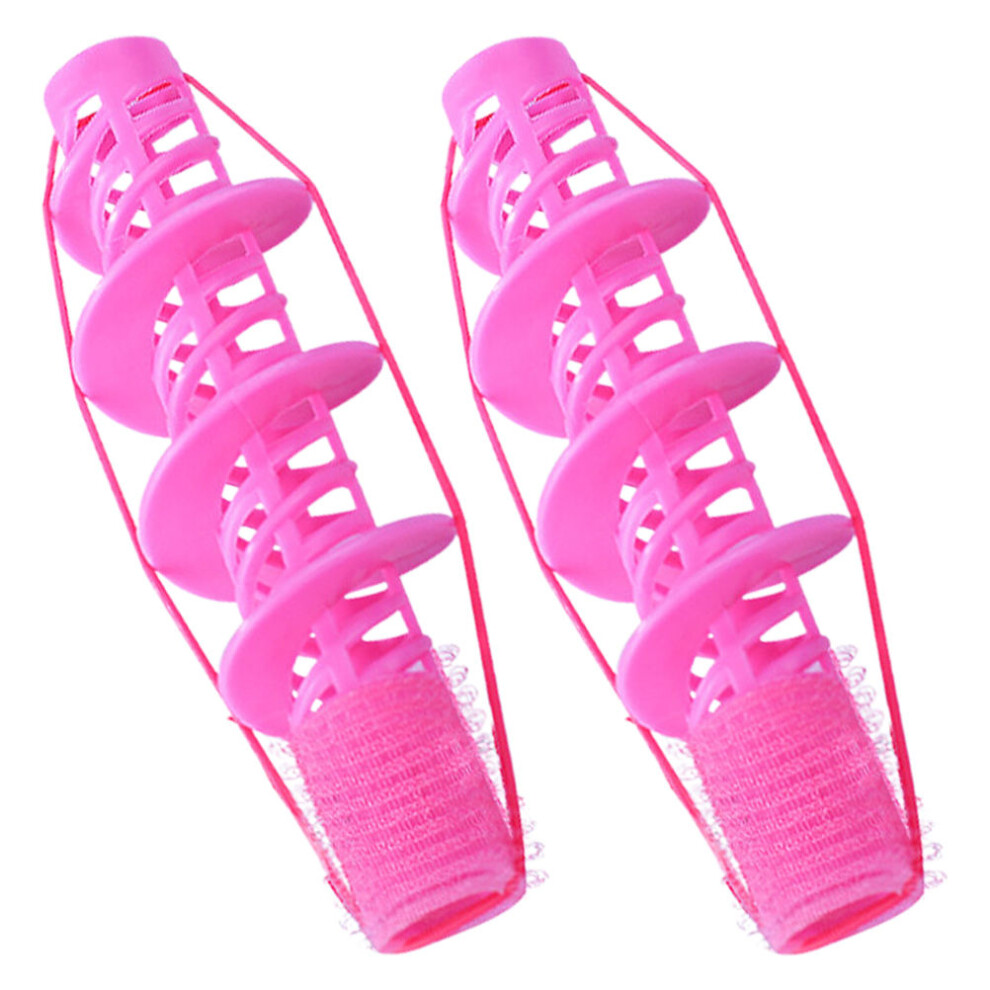 Ohphcall Pink 6Pcs Plastic Hair Rollers Flexible Curling Perm Rods For Women