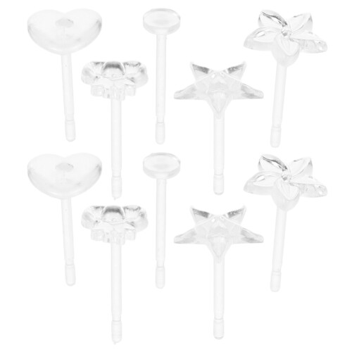 2Sets Clear Resin Ear Piercing Studs Versatile Earring Backs for Women 1