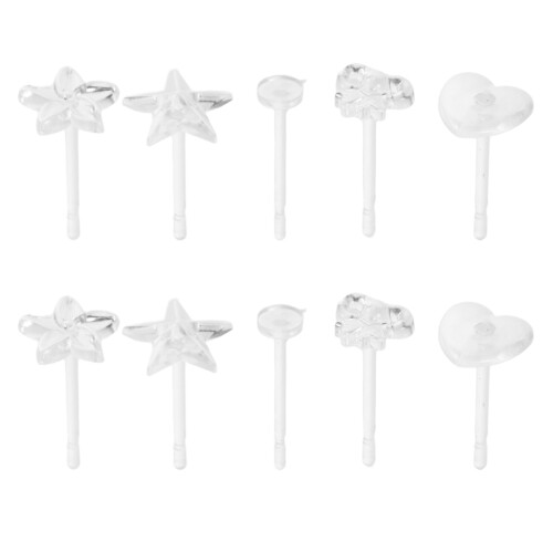2Sets Clear Resin Ear Piercing Studs Versatile Earring Backs for Women 2