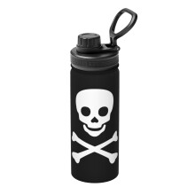 Garrafa Térmica de Aço Inoxidável com Estampa de Caveira e Ossos Cruzados - 532ml (18oz) - Ideal para Esportes, Viagens e Atividades ao Ar Livre -