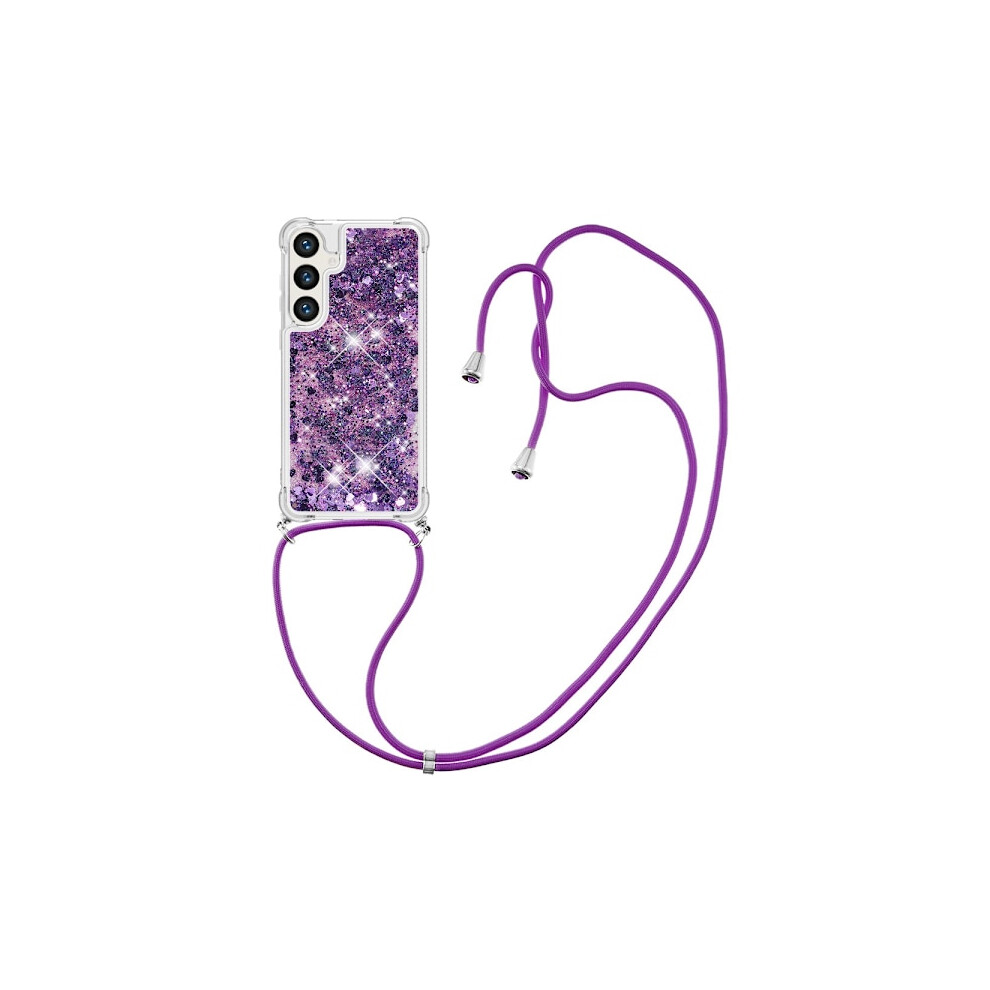 Skalo Compatible With Samsung S24 Quicksand Glitter Mobile Necklace - Purple 9433291457788