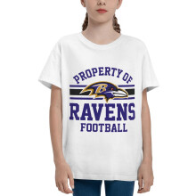 Maglietta a maniche corte per bambini Ravens con logo della squadra di football americano, ideale come regalo per gli appassionati di baseball,