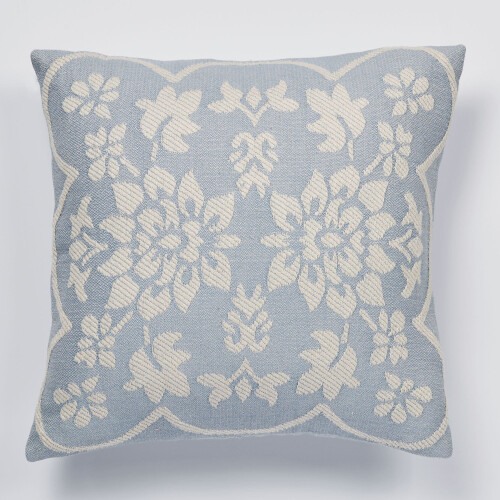 Ρομαντικό λουλουδάτο μαξιλάρι Primrose Sterling Blue, τετράγωνο 18 ιντσών