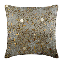 Capas de almofada prateadas 40x40cm, capas de almofada decorativas de seda, natureza e floral, lantejoulas metálicas, compatíveis com decoração