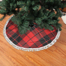 Kerstboomrok van kant met franjes, Kerst - Tartan Zachte, Lichte, Aanvoelende Boomrok 30"